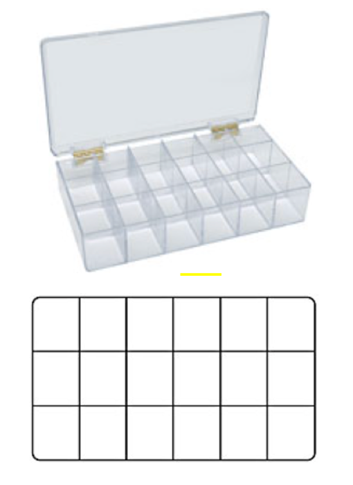 Box with 18 compartments