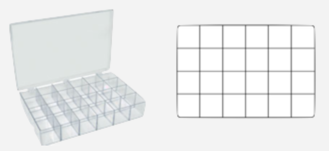Box with 24 compartments