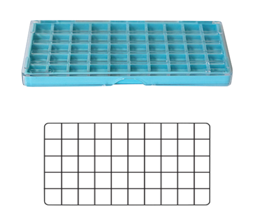 Box with 50 compartments