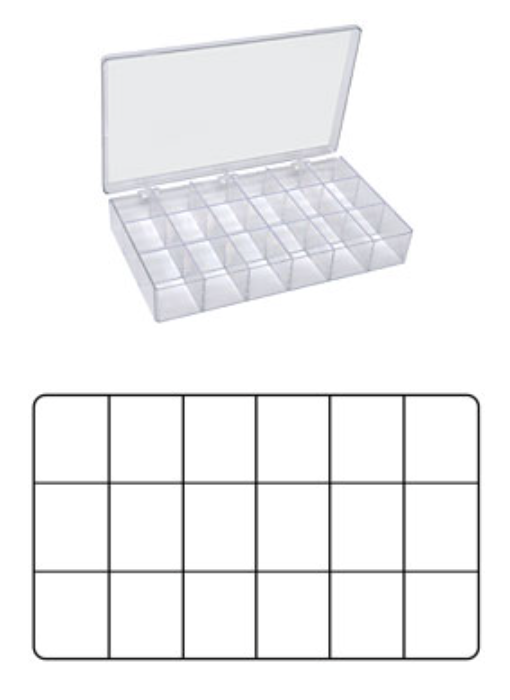 Box with 18 compartments