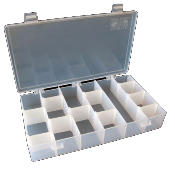 Box with 6 compartments and adjustable dividers